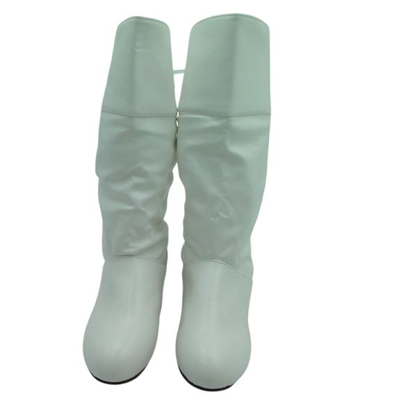 Women's Shein Almond Toe White Mid‎ Calf Boots Pull On Back Lace Size EU 41-US10 - Picture 12 of 12